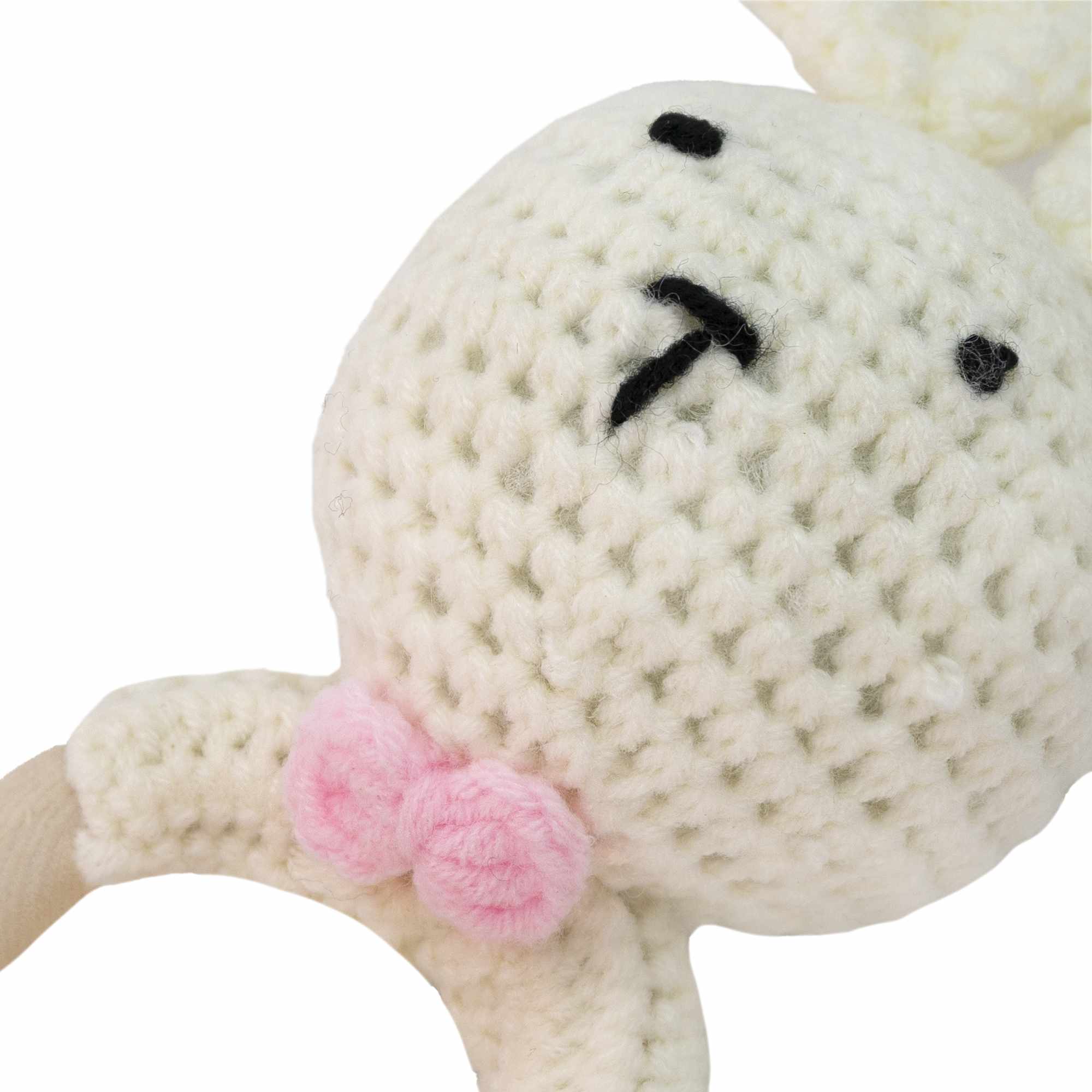Sonajero para bebe diseño conejo con gancho madera blanco - imagen 3