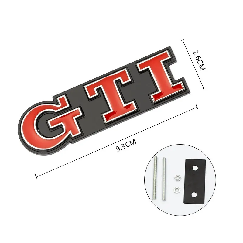 Emblema parrilla GTI compatible con VW rojo plateado - imagen 2