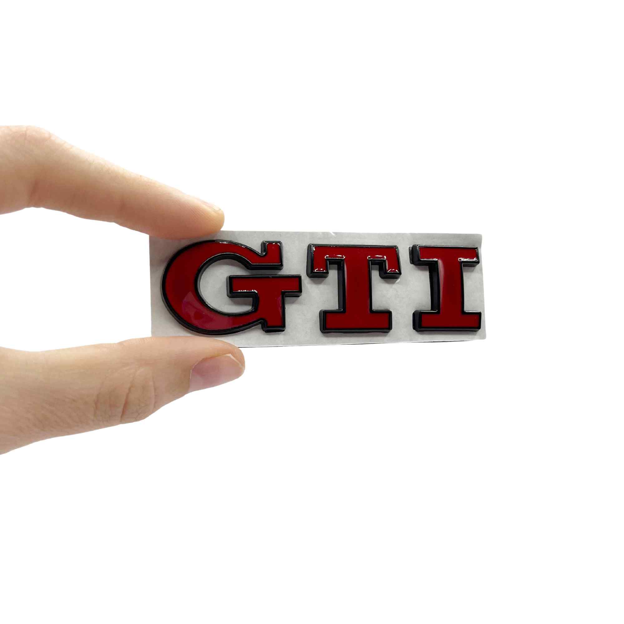 Emblema adhesivo GTI compatible con VW Rojo negro - imagen 2
