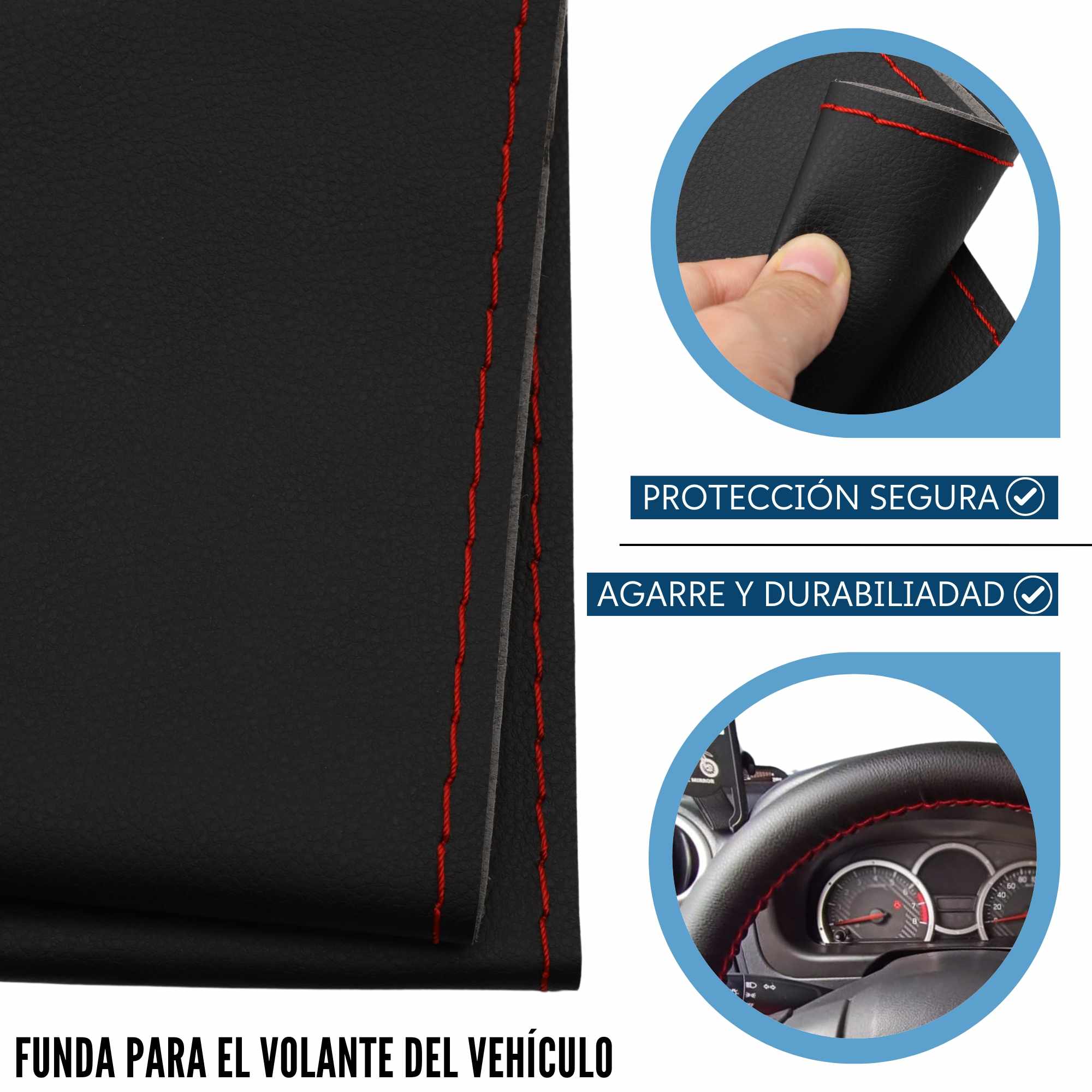 Funda para volante lisa con Agujas e hilo rojo - imagen 3