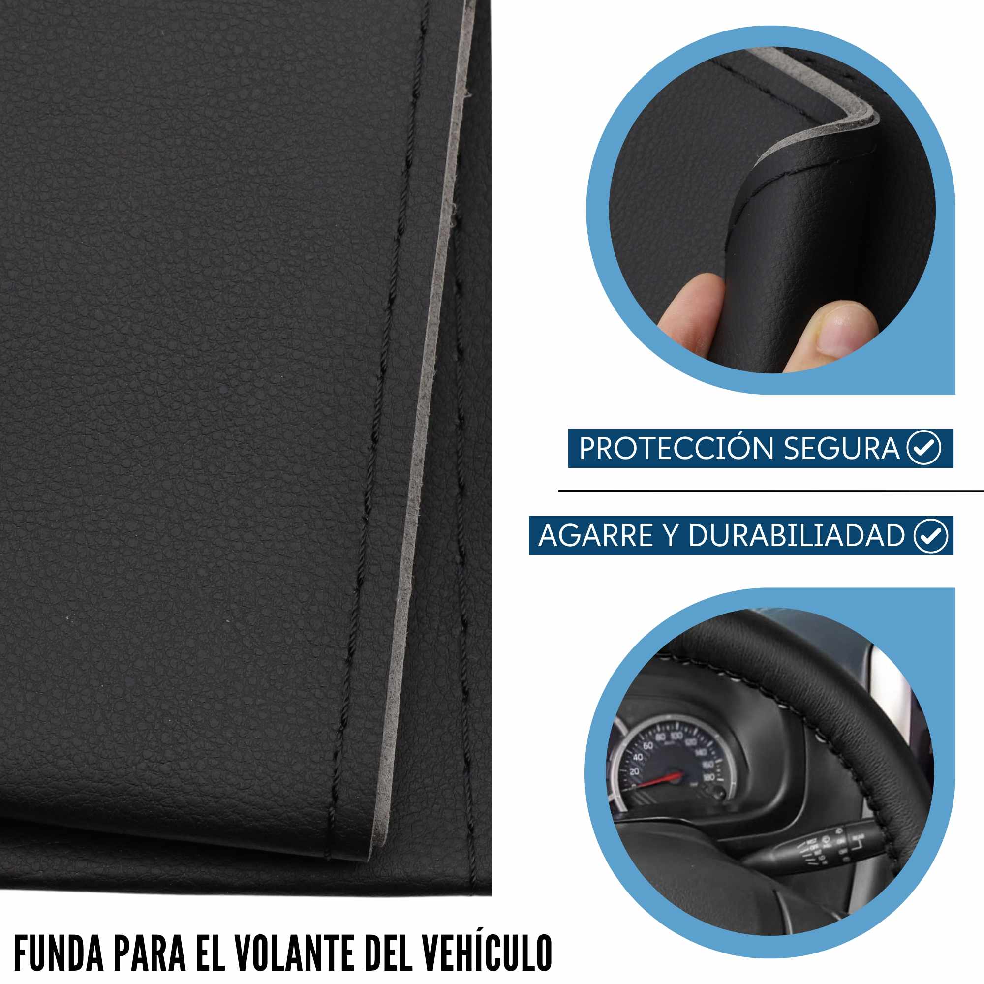 Funda para volante lisa con Agujas e hilo negro - imagen 3