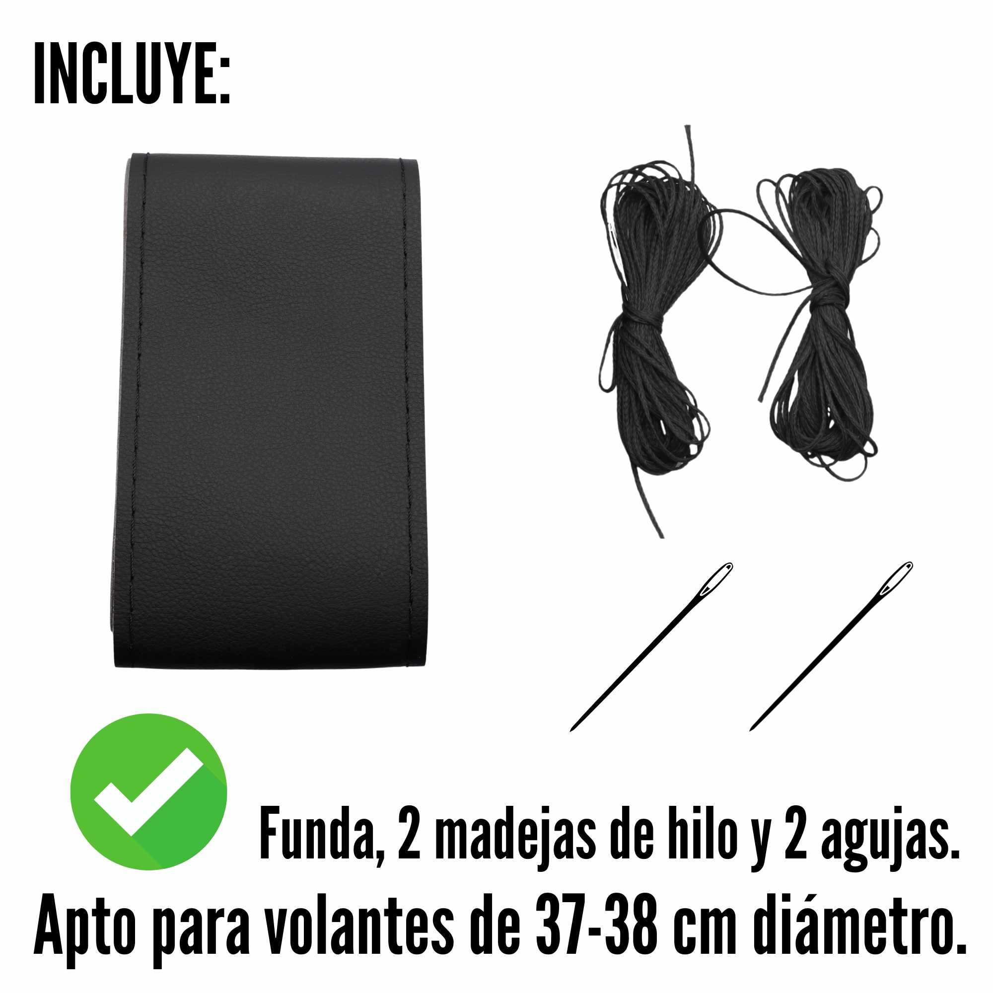Funda para volante lisa con Agujas e hilo negro - imagen 6