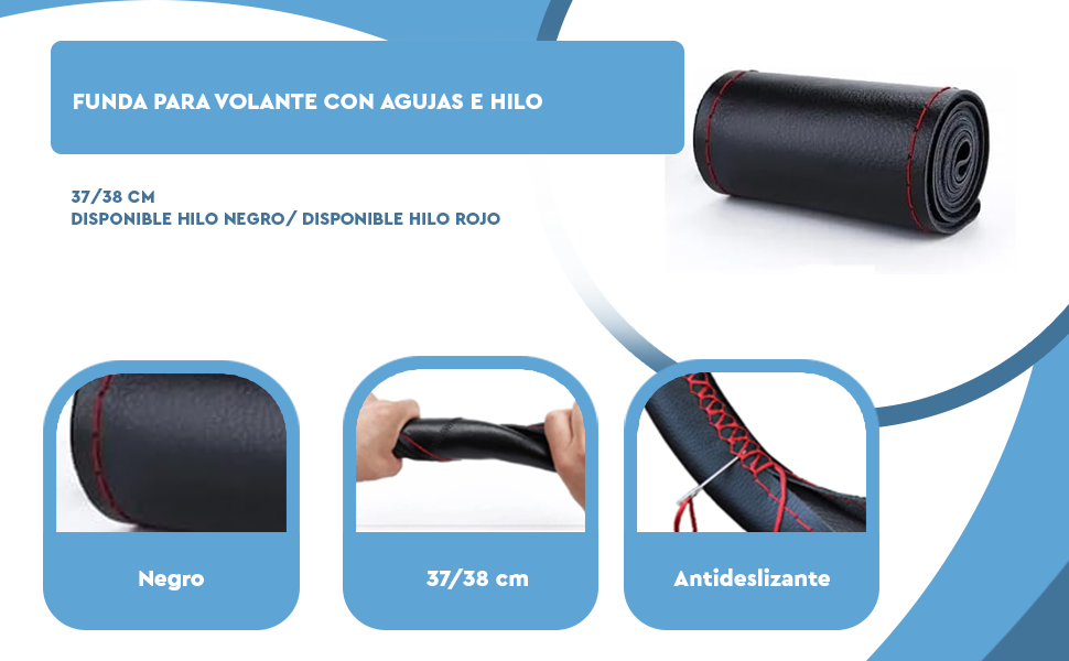 Banner - Funda para volante lisa con Agujas e hilo negro