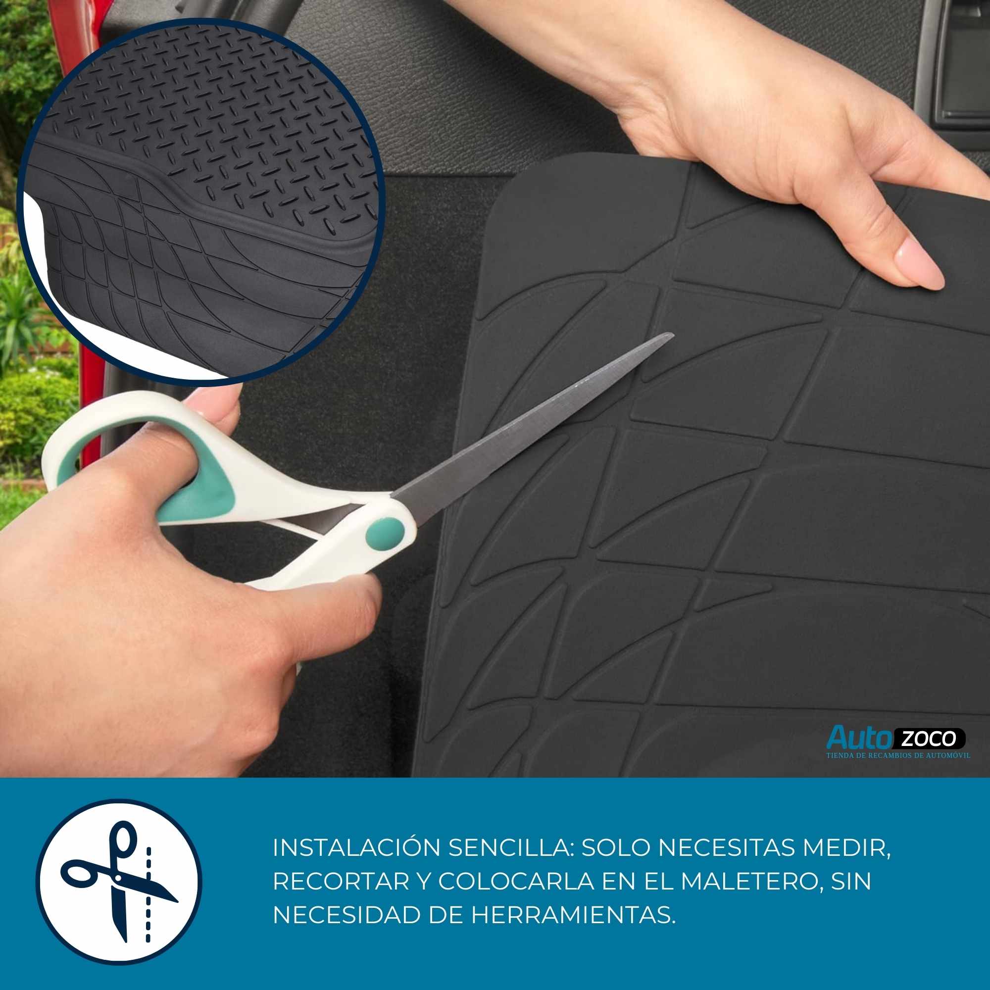 Alfombrillas maletero coche de Goma Universales negro  140 x 110 cm - imagen 5