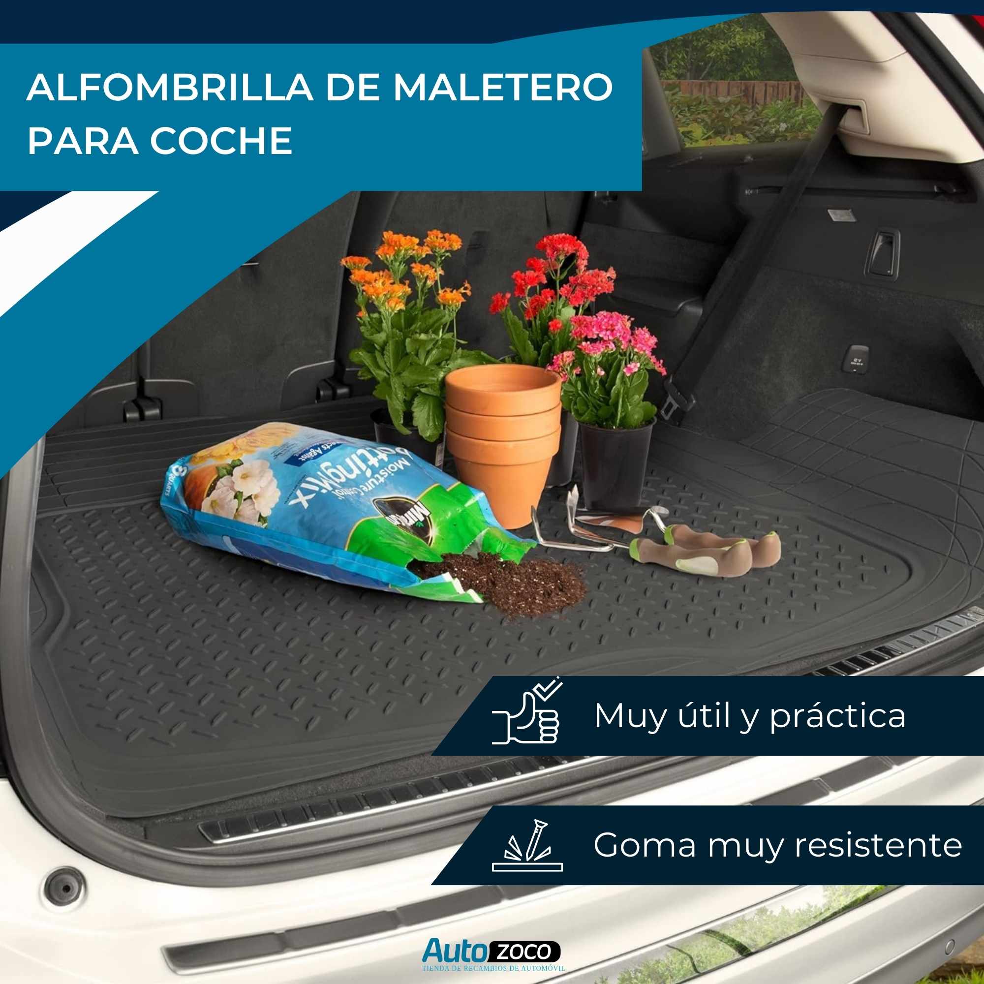 Alfombrillas maletero coche de Goma Universales negro  140 x 110 cm - imagen 2