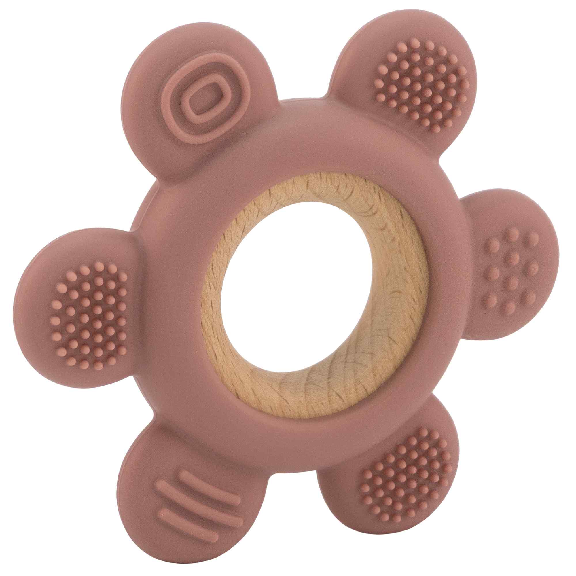 Mordedor de silicona con forma de timón rosa claro - imagen 1