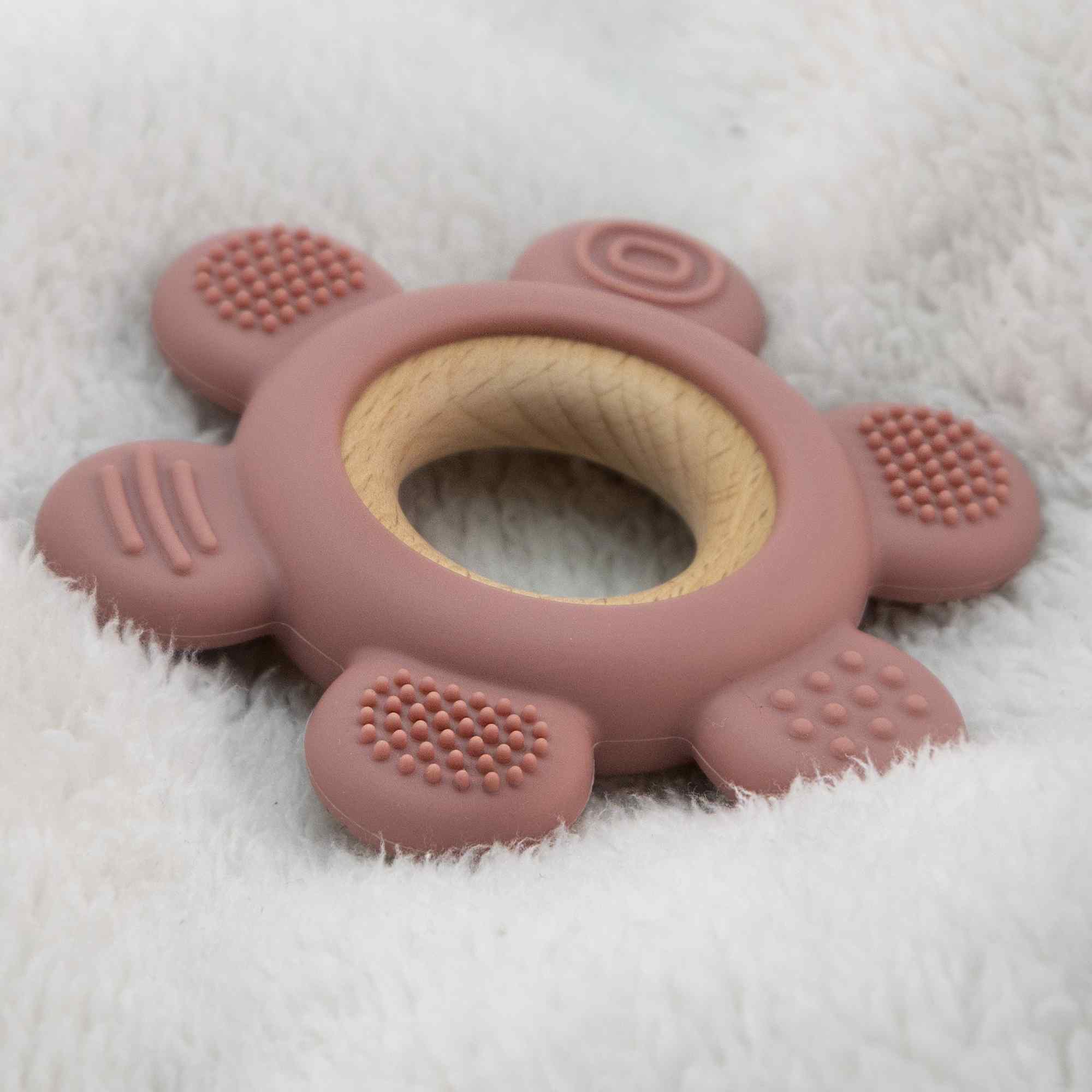 Mordedor de silicona con forma de timón rosa claro - imagen 2