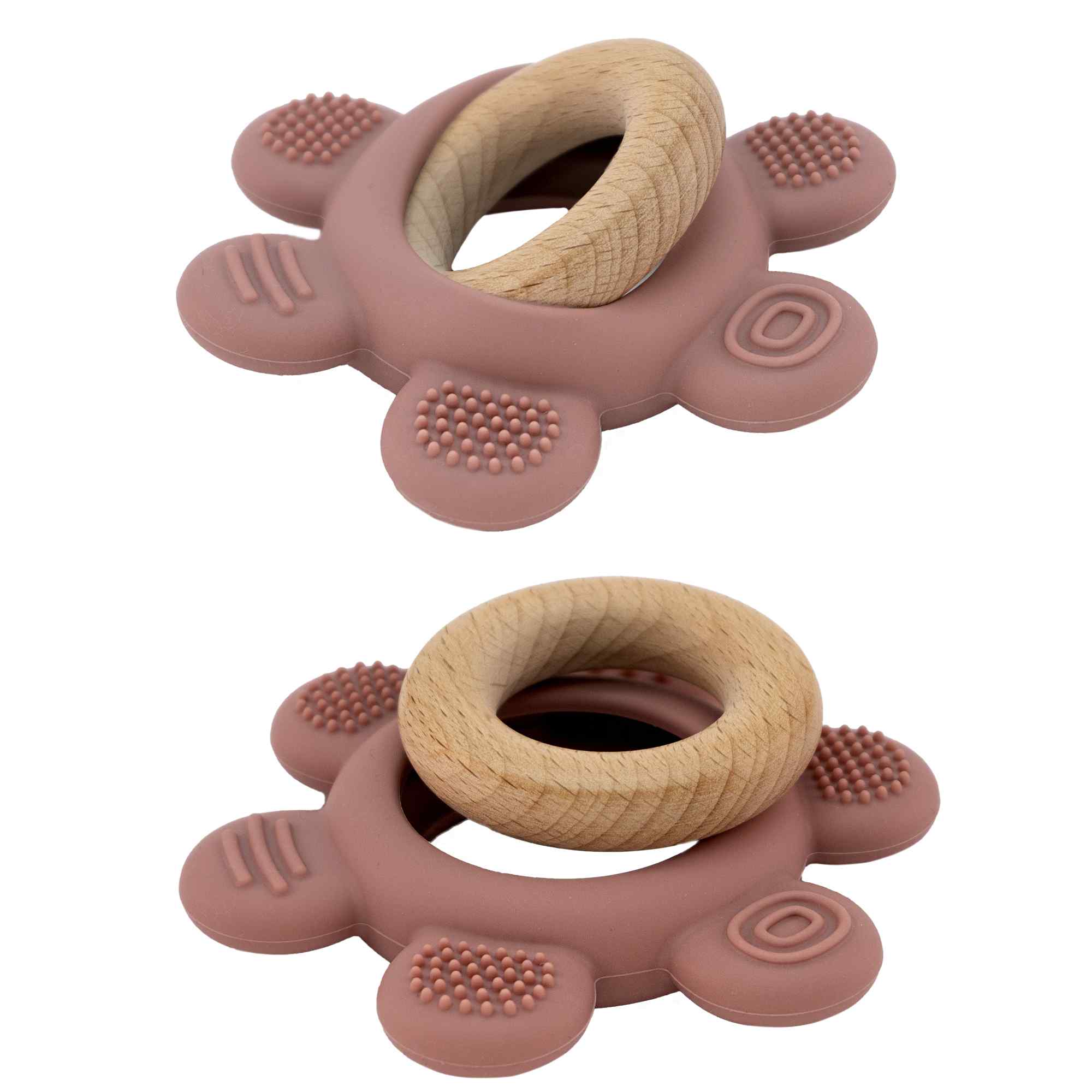 Mordedor de silicona con forma de timón rosa claro - imagen 3