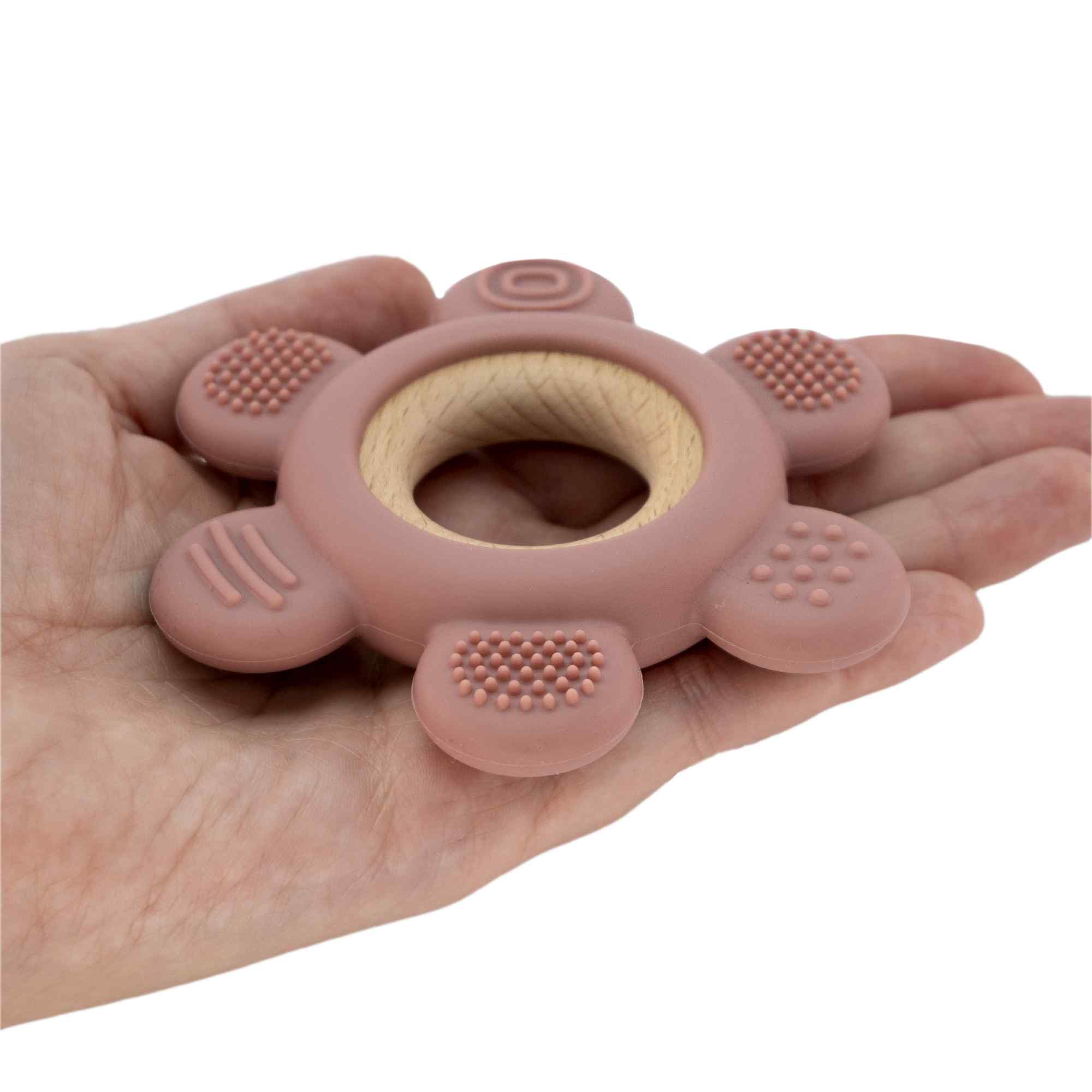 Mordedor de silicona con forma de timón rosa claro - imagen 4