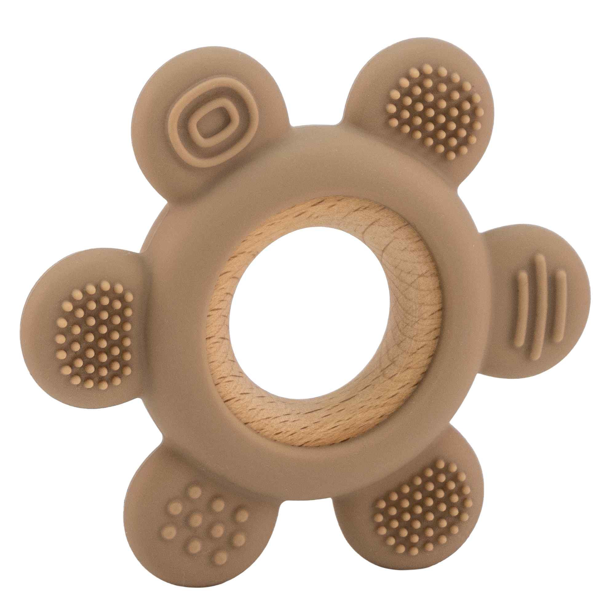 Mordedor de silicona con forma de timón beige