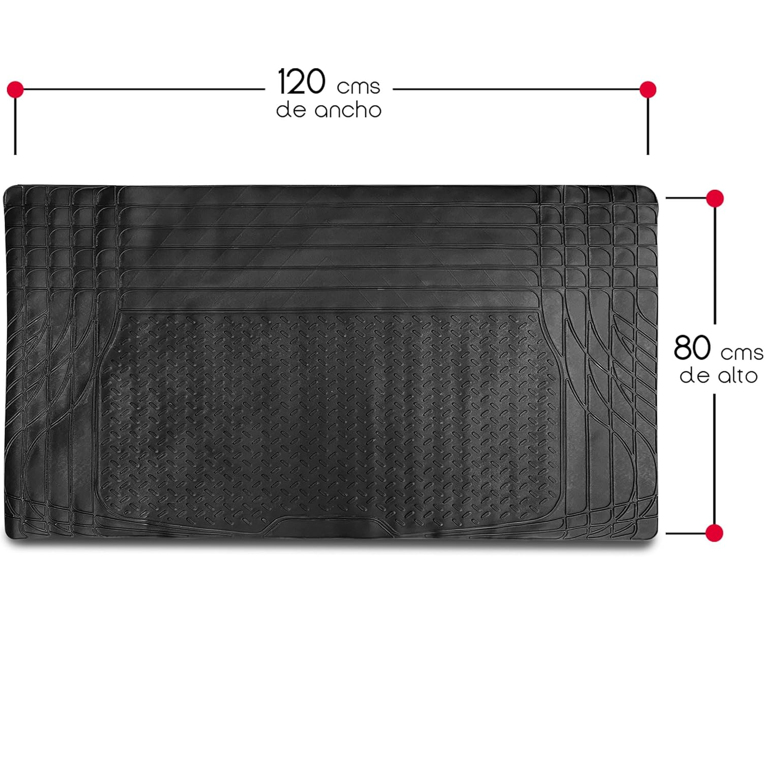 Alfombrilla maletero coche de Goma Universales negro 120 x 82 cm rectangular - imagen 3