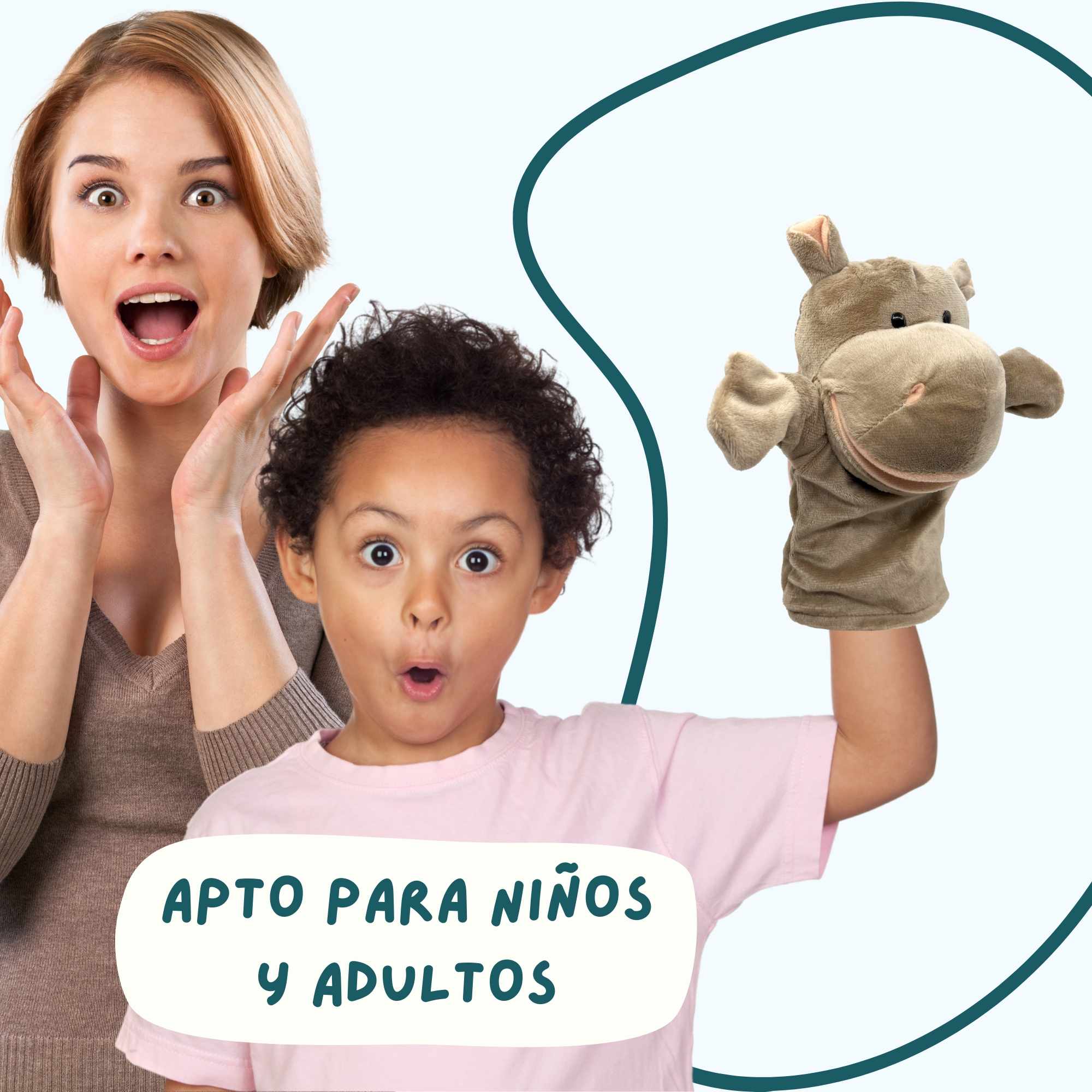 Marioneta mano peluche de Hipopotamo - imagen 3