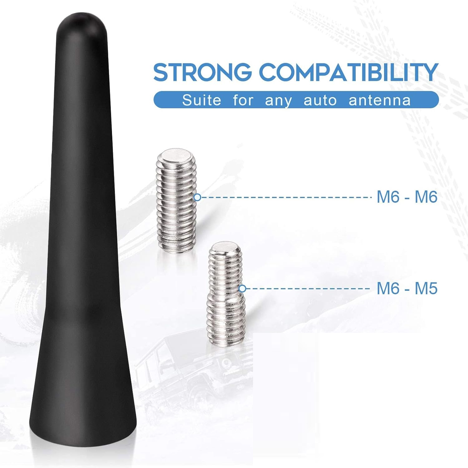 Antena coche 6.5 cm corta universal con tornillos M5 M6 - imagen 4