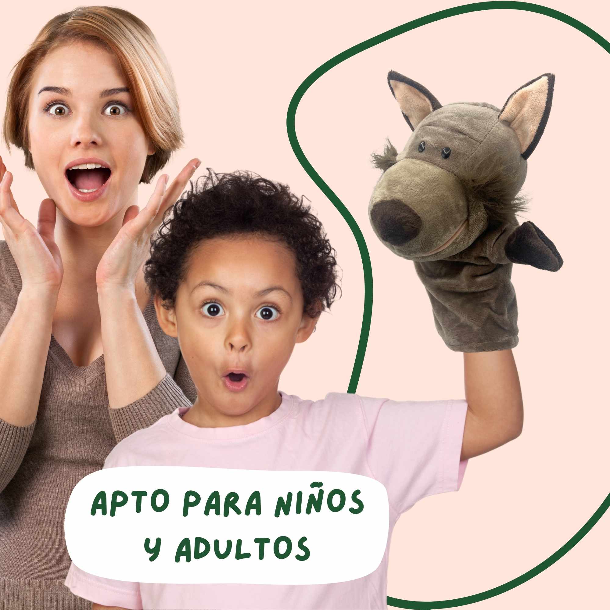 Marioneta mano peluche de Lobo - imagen 3