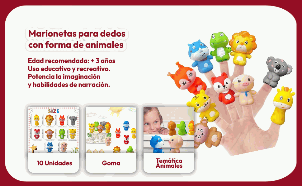 Banner - Marionetas dedos peluche animales 10 unidades v2