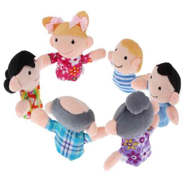 Marionetas dedos peluche familia 6 unidades - imagen 3