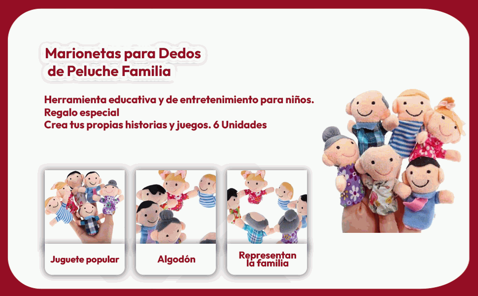 Banner - Marionetas dedos peluche familia 6 unidades