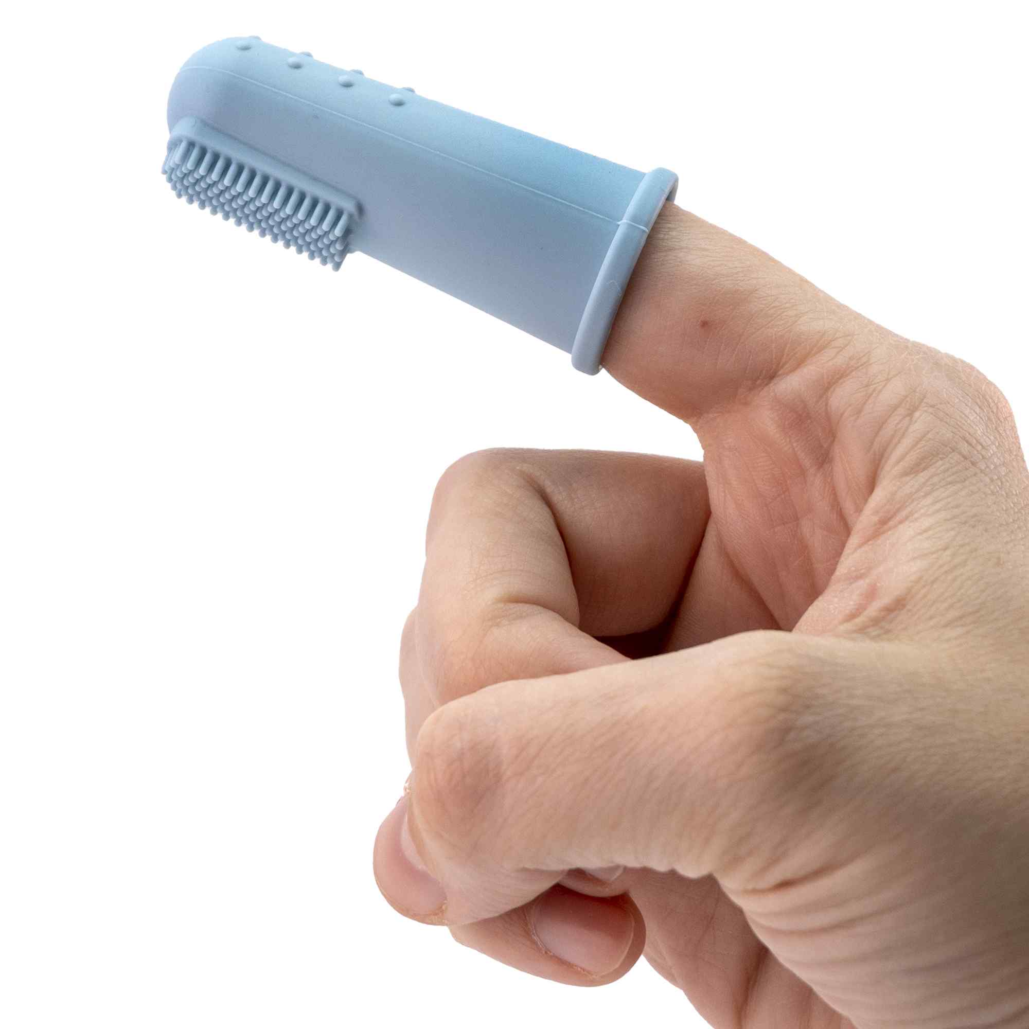 Cepillo de dientes para bebés suave para dedos azul claro - imagen 4