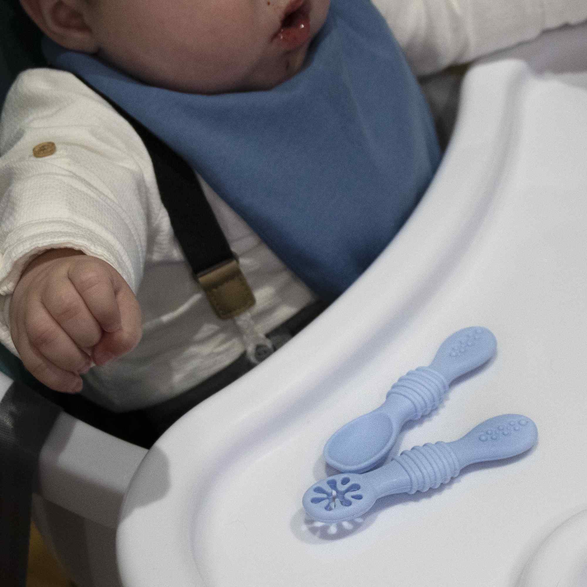 Cucharas para bebe silicona Azul claro - imagen 4
