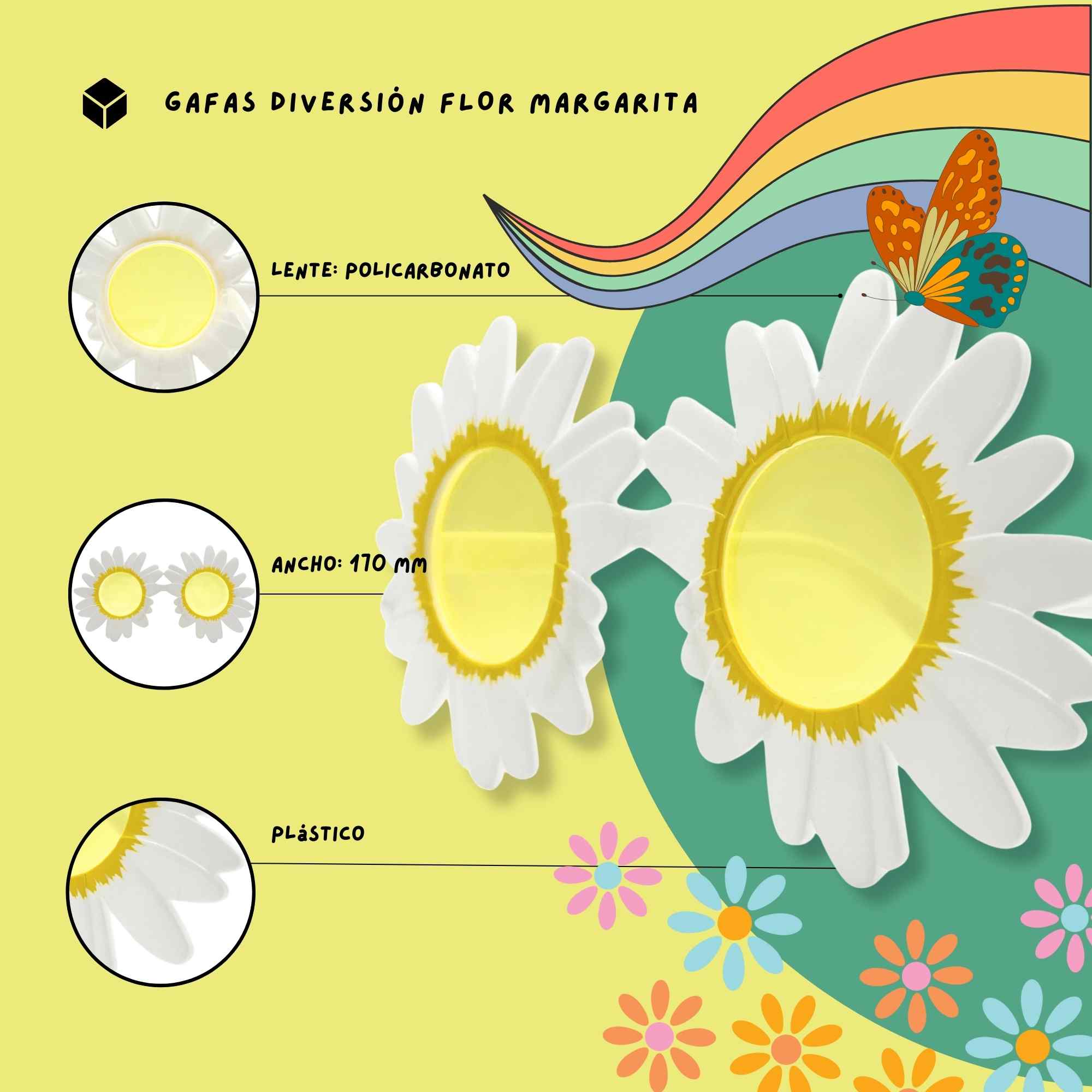 Gafas de Sol fiesta diseño Girasol Blancas - imagen 4