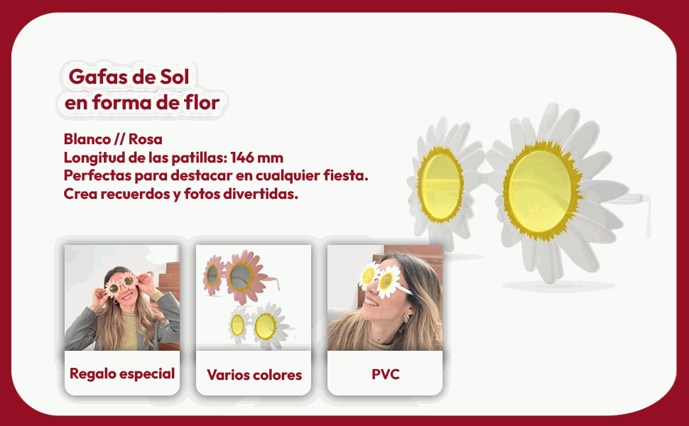 Banner - Gafas de Sol fiesta diseño Girasol Blancas