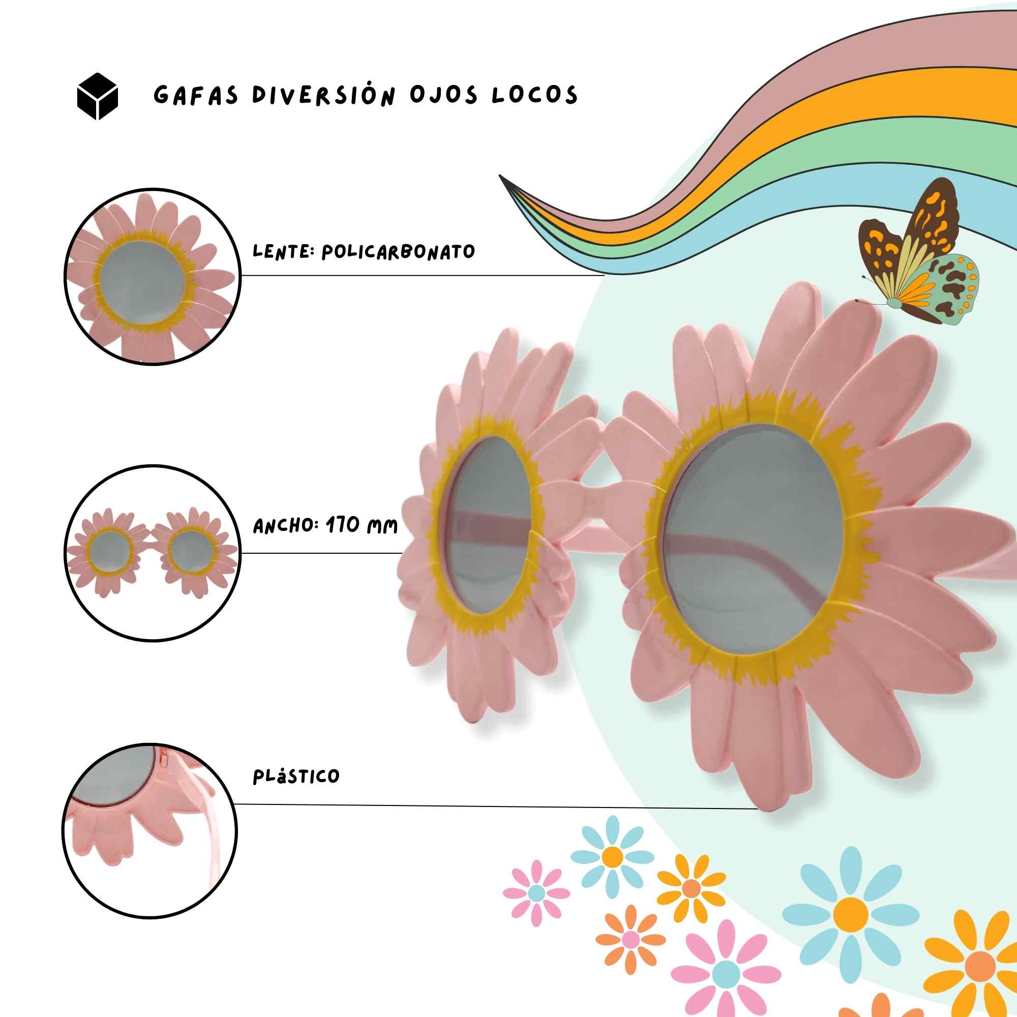 Gafas de Sol fiesta diseño Girasol Rosa - imagen 4