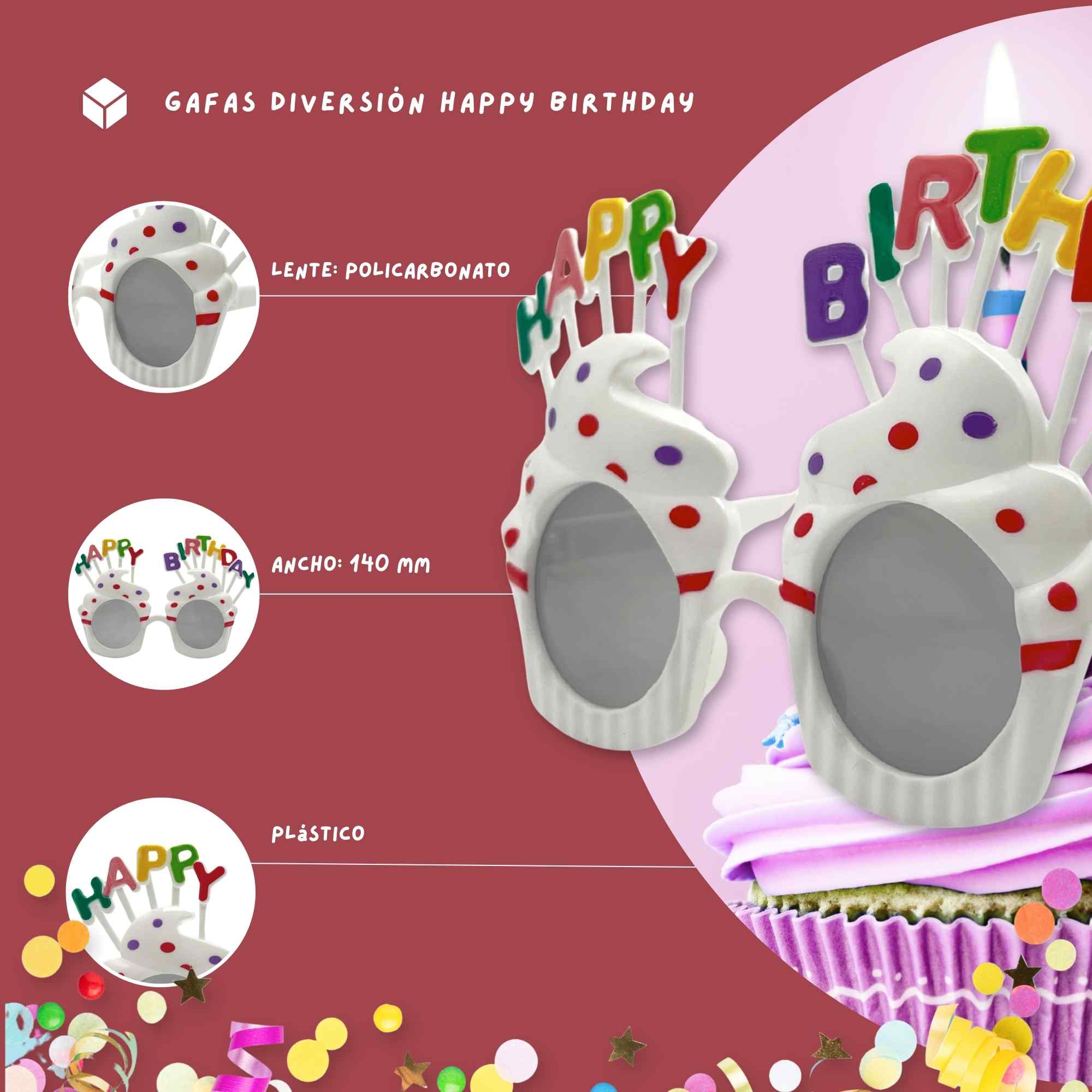 Gafas de Sol fiesta diseño Happy Birhday - imagen 4