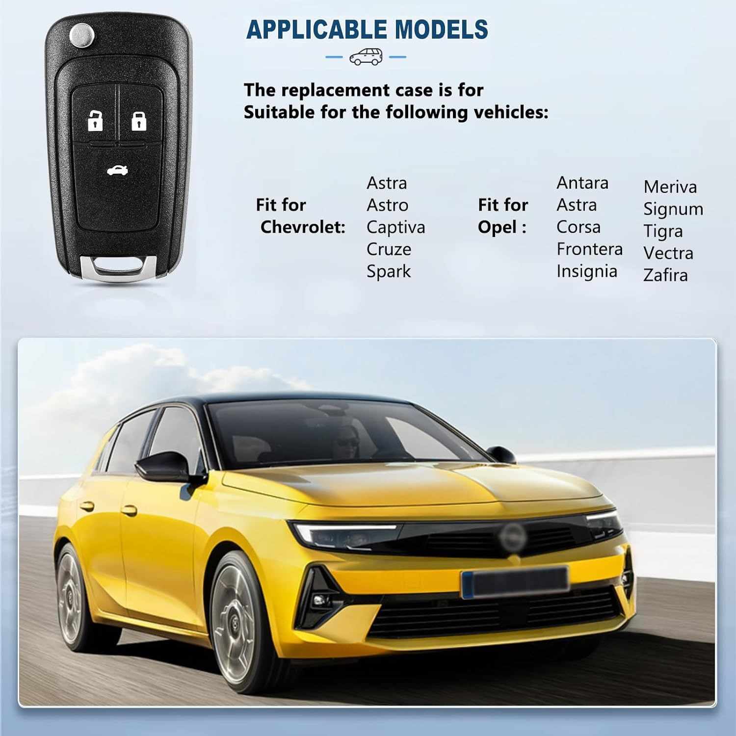 Carcasa mando llave del coche 3 botones compatible con Opel Vauxhall - imagen 2