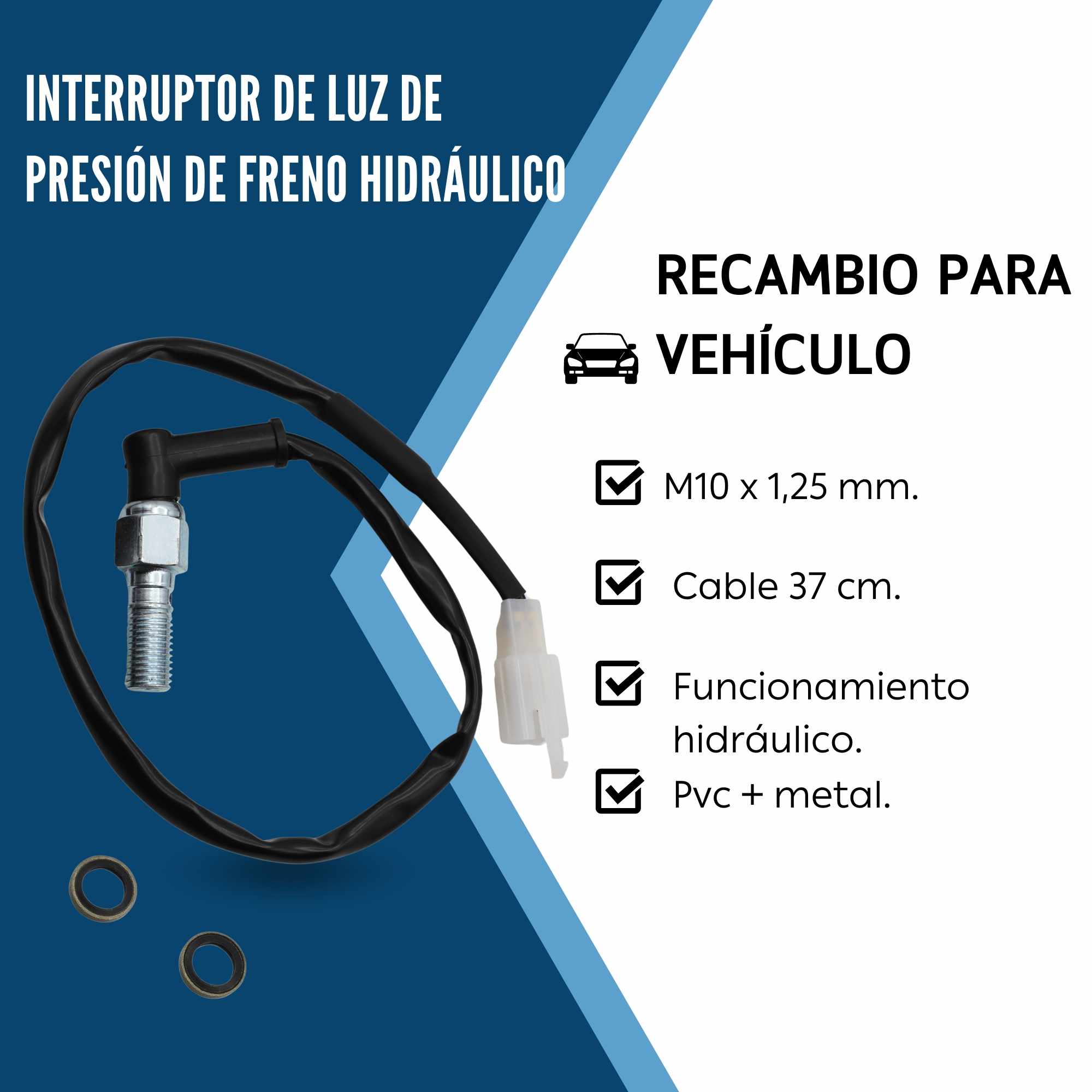 Interruptor de freno hidraulico universal para moto M10x1.25mm - imagen 2