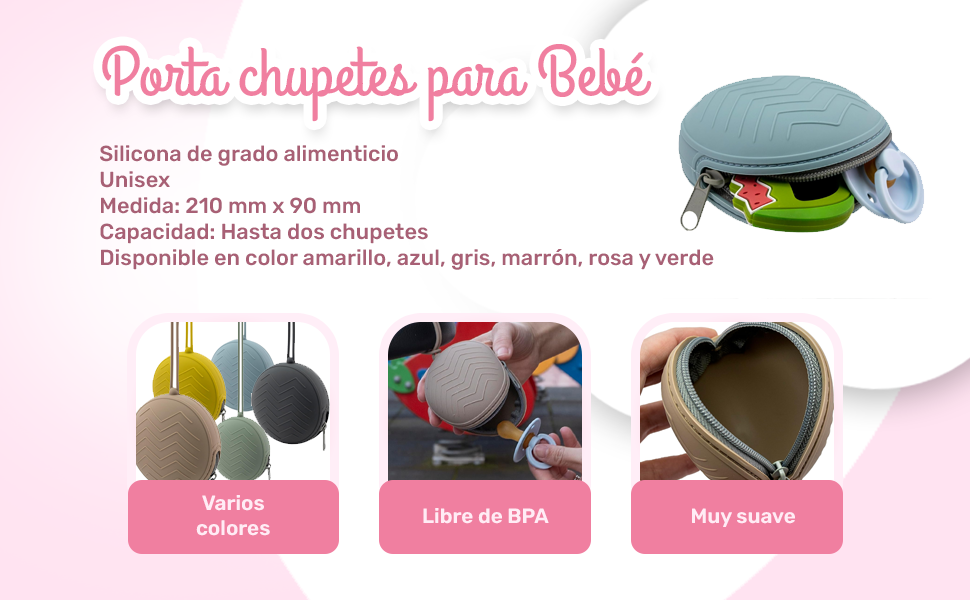 Banner - Portachupetes con cremallera para Bébés Azul Claro