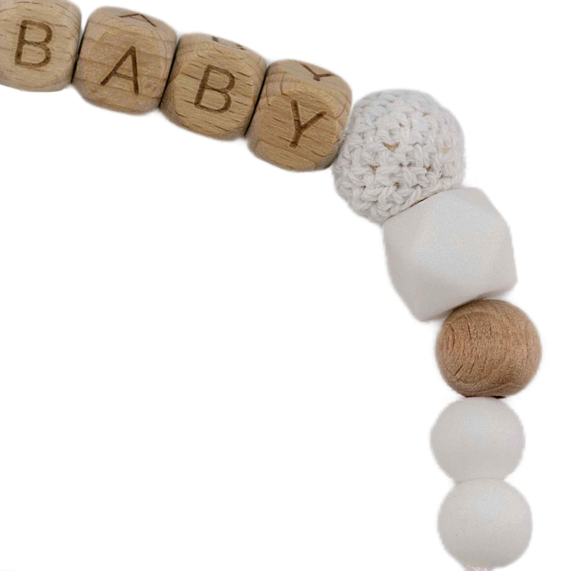 Cadena sujeta chupete silicona diseño baby madera blanco - imagen 2