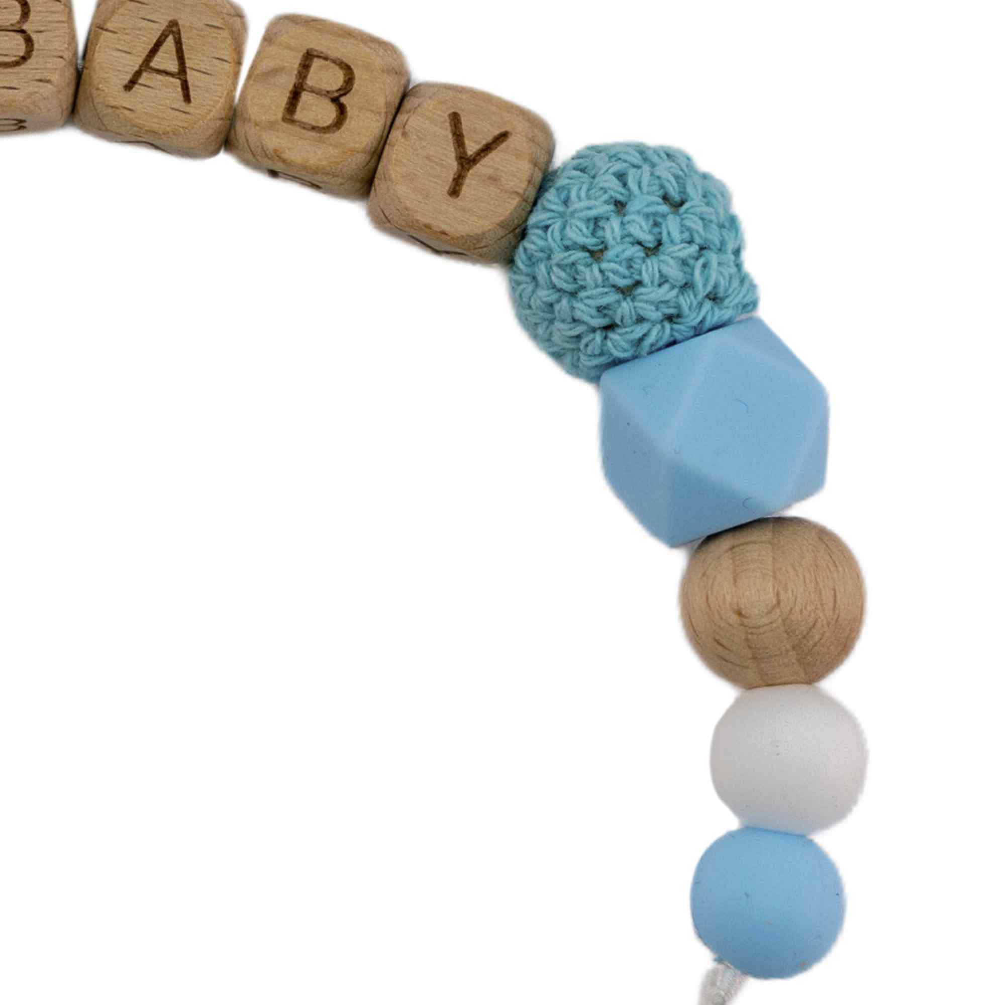 Cadena sujeta chupete silicona diseño baby madera azul - imagen 2