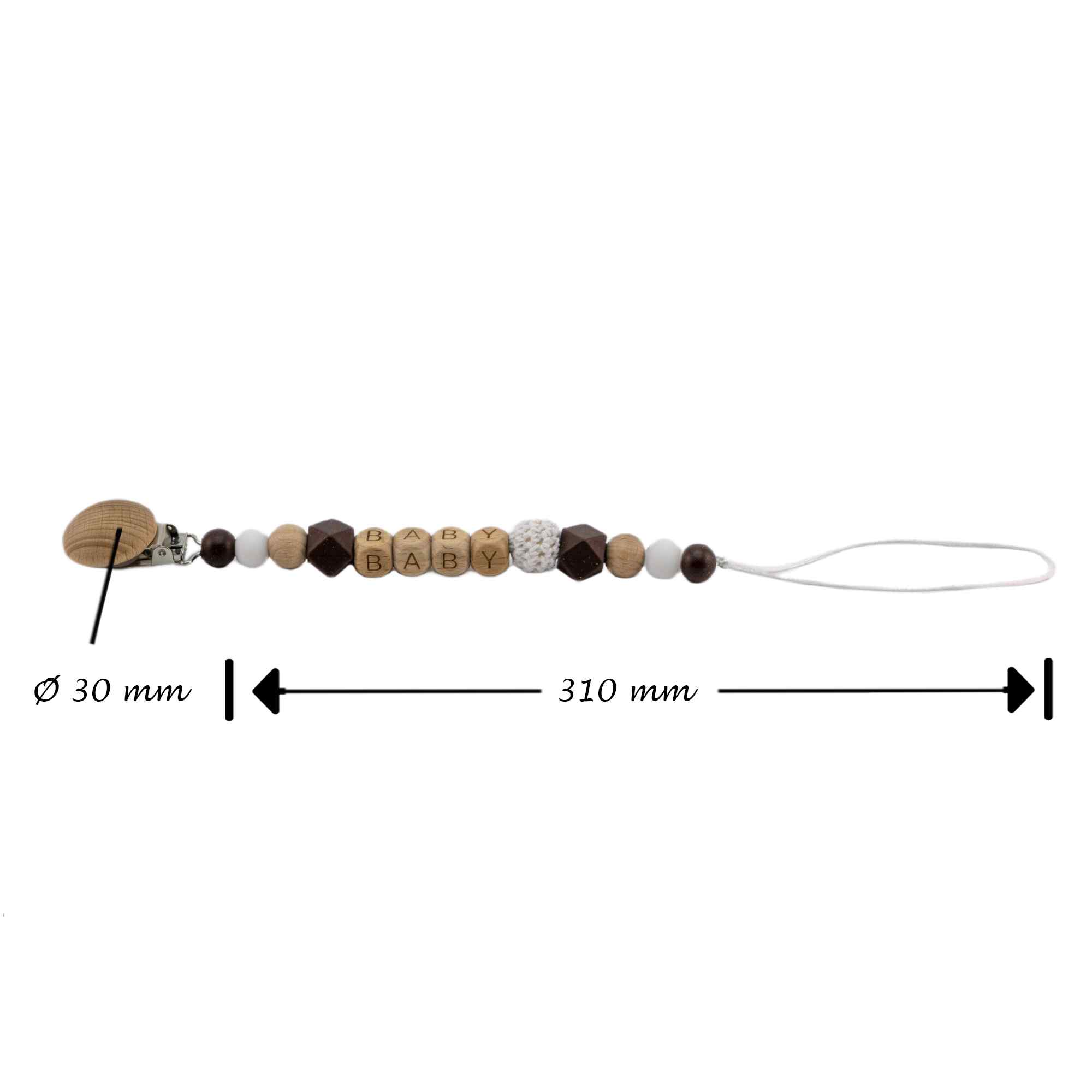 Cadena sujeta chupete silicona diseño baby madera marrón - imagen 7