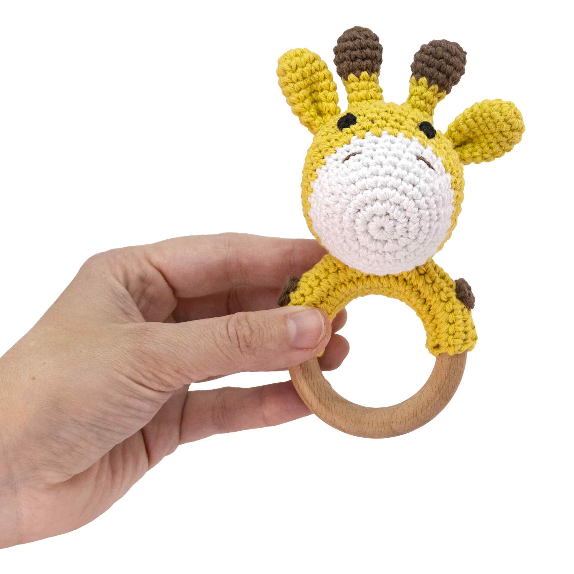 Sonajero para bebe diseño jirafa mango madera - imagen 4