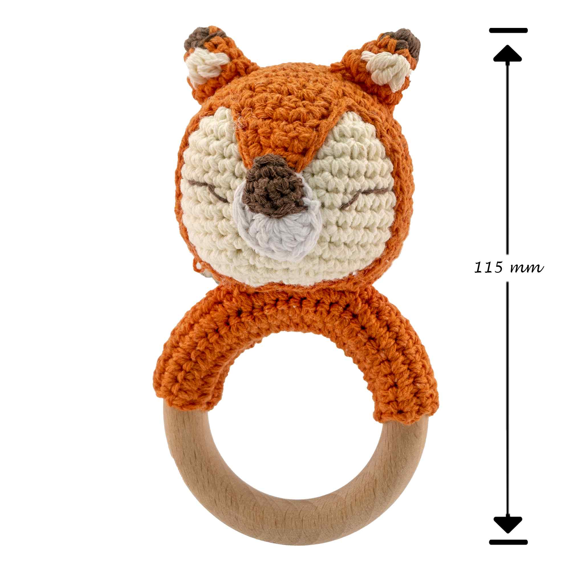 Sonajero para bebe diseño zorro mango madera - imagen 6