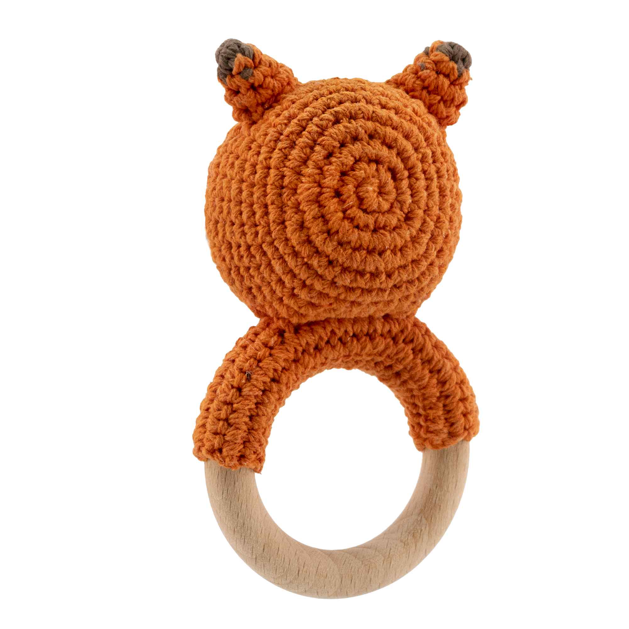 Sonajero para bebe diseño zorro mango madera - imagen 7