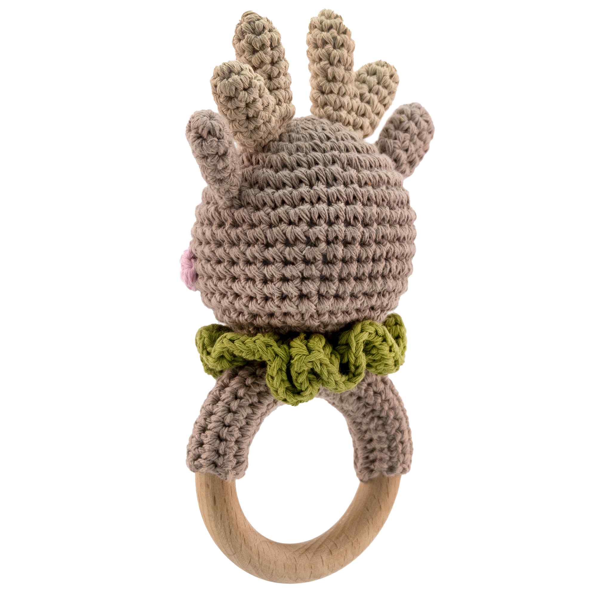 Sonajero para bebe diseño Ciervo mango madera - imagen 2