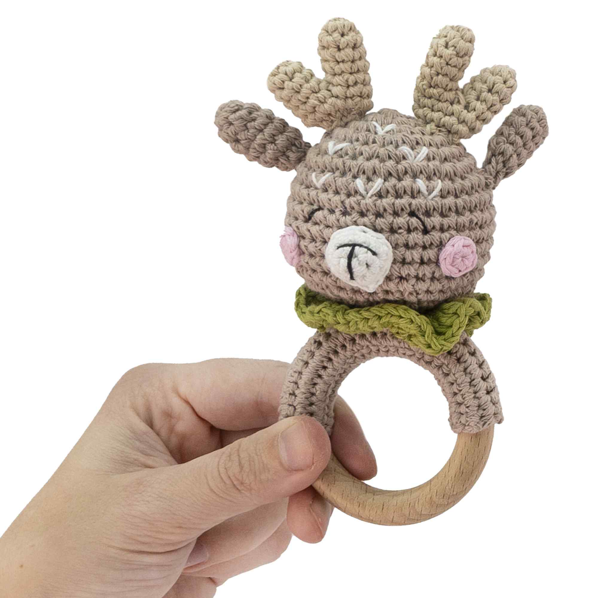 Sonajero para bebe diseño Ciervo mango madera - imagen 5
