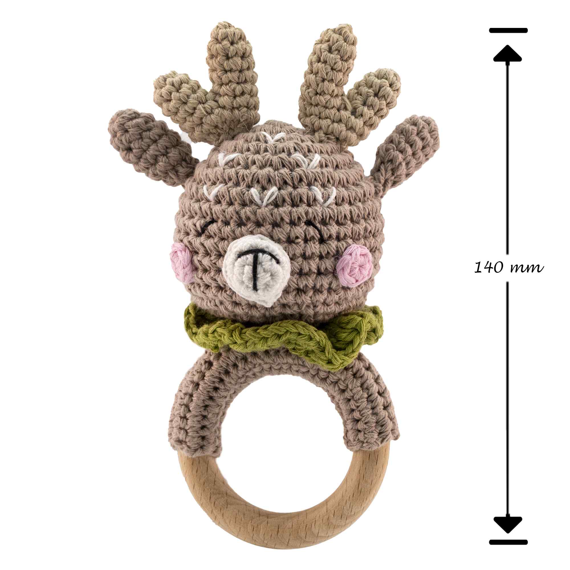 Sonajero para bebe diseño Ciervo mango madera - imagen 7