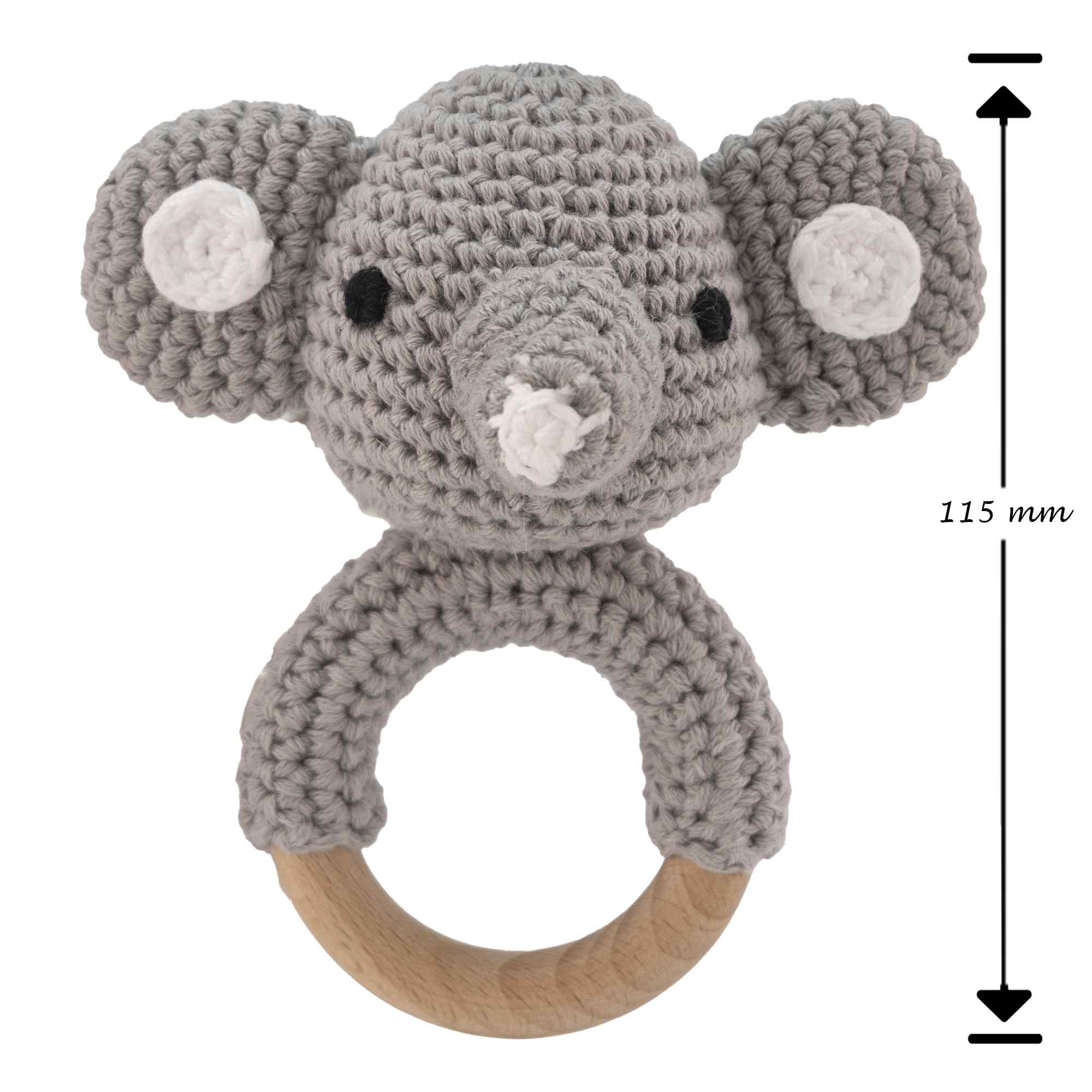 Sonajero para bebe diseño Elefante gris mango madera - imagen 4