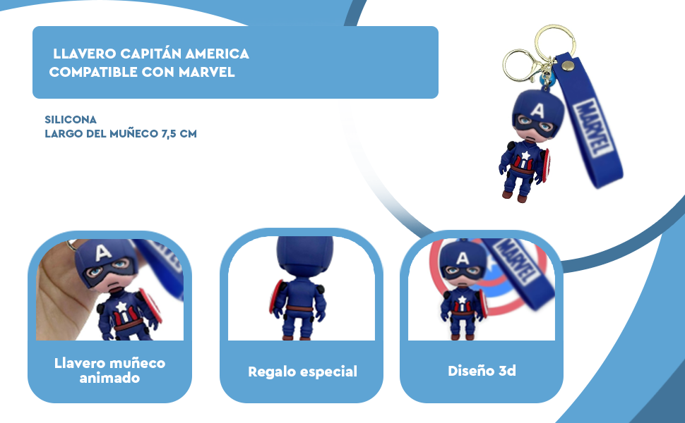Banner - Llavero Capitán América silicona Compatible con marvel