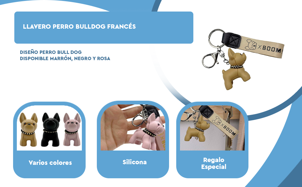 Banner - Llavero perro Bulldog francés rojo