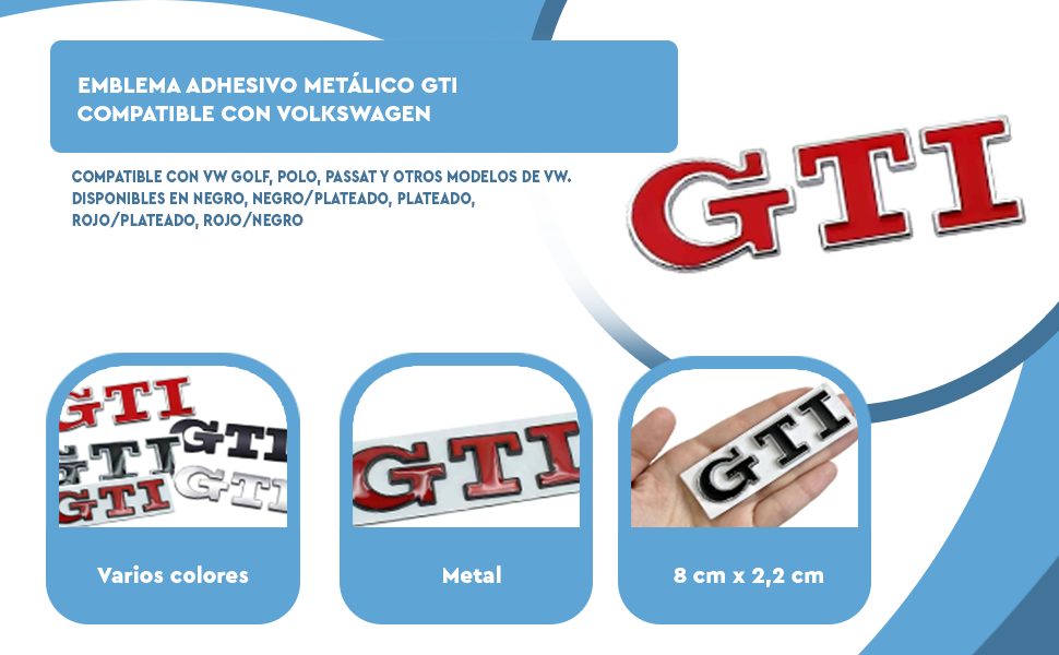 Banner - Emblema adhesivo GTI compatible con VW Negro brillo