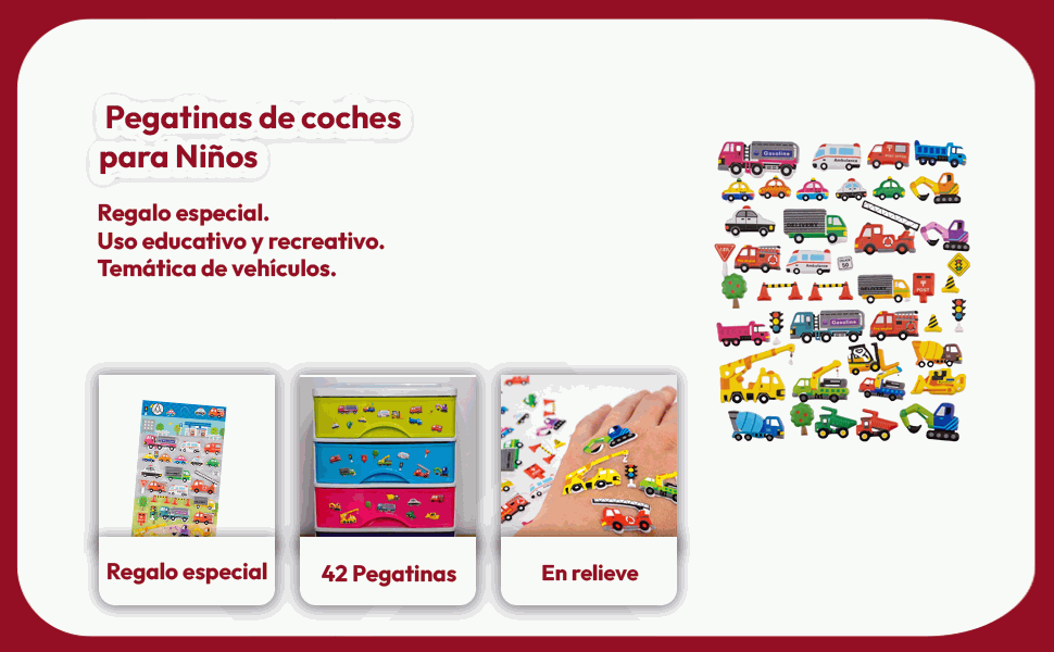 Banner - Pegatinas para Niños stickers pegatinas infantiles 3D de vehiculos tipo 3