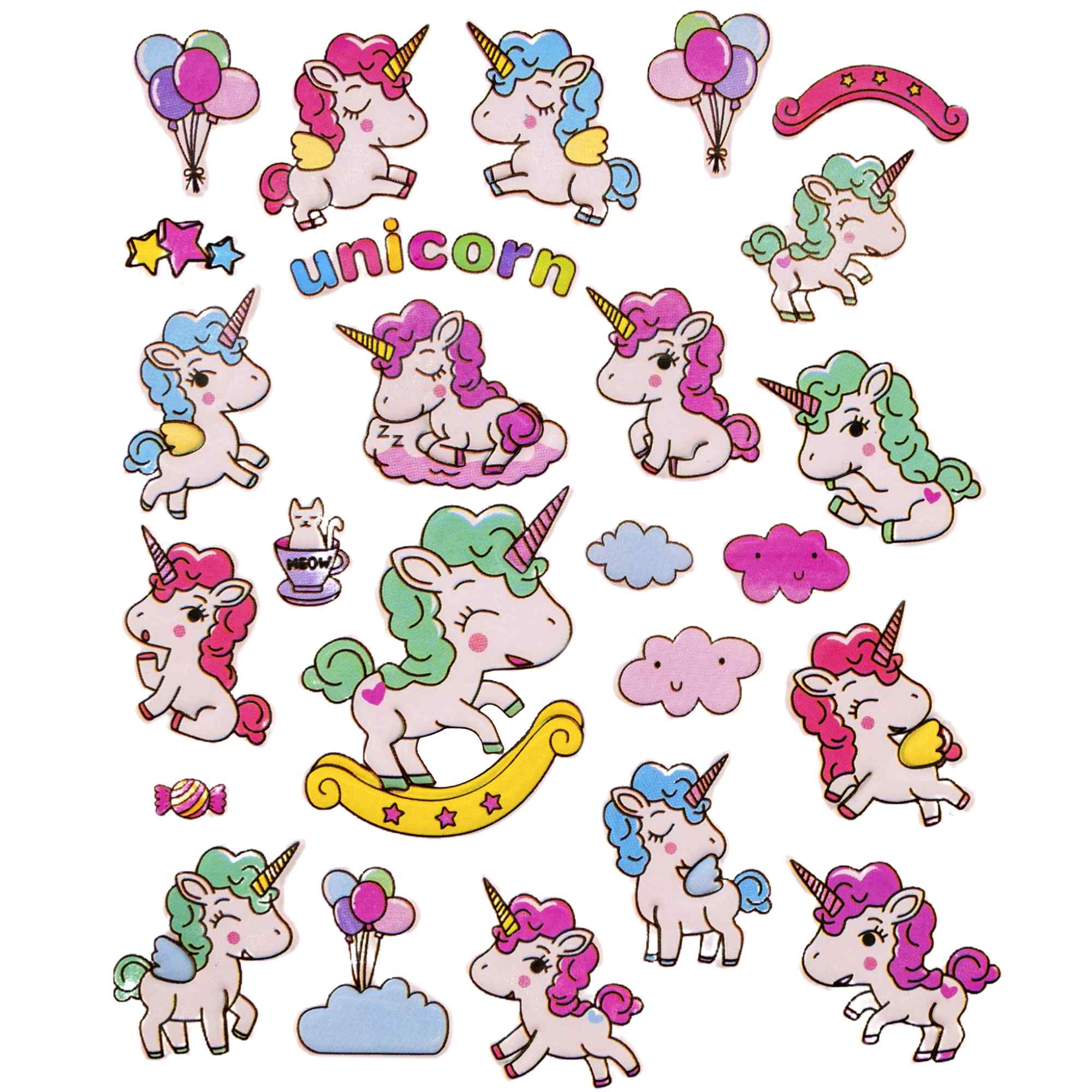 Pegatinas para Niños stickers pegatinas infantiles 3D de unicornios tipo 1 - imagen 1