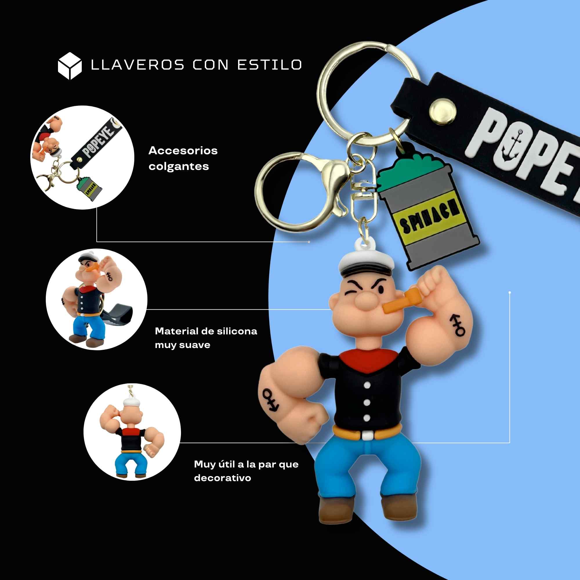 Llavero Popeye Silicona - imagen 4