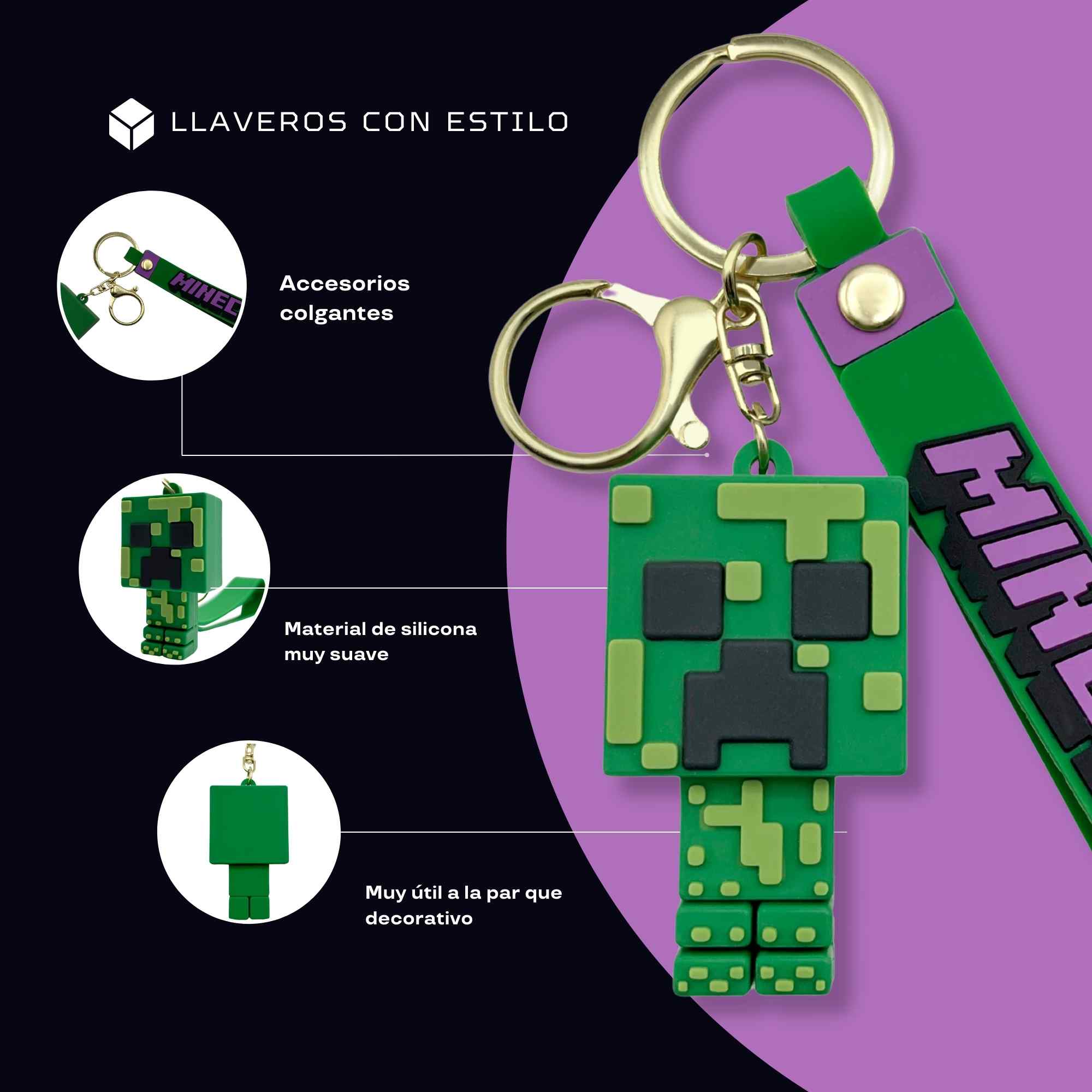 Llavero Creeper Minecraft verde - imagen 4