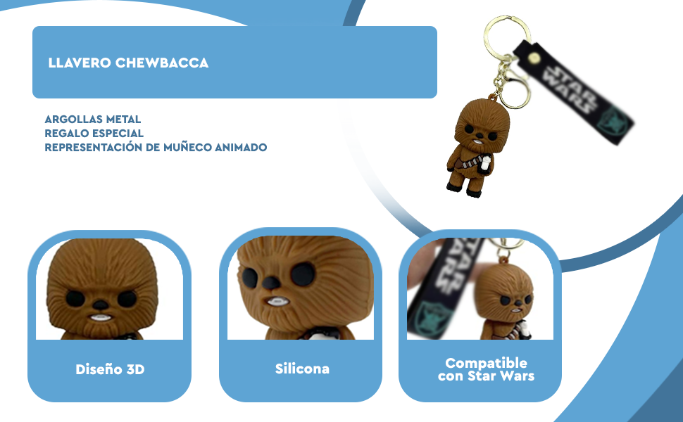 Banner - Llavero Chewbacca compatible con Star Wars Silicona