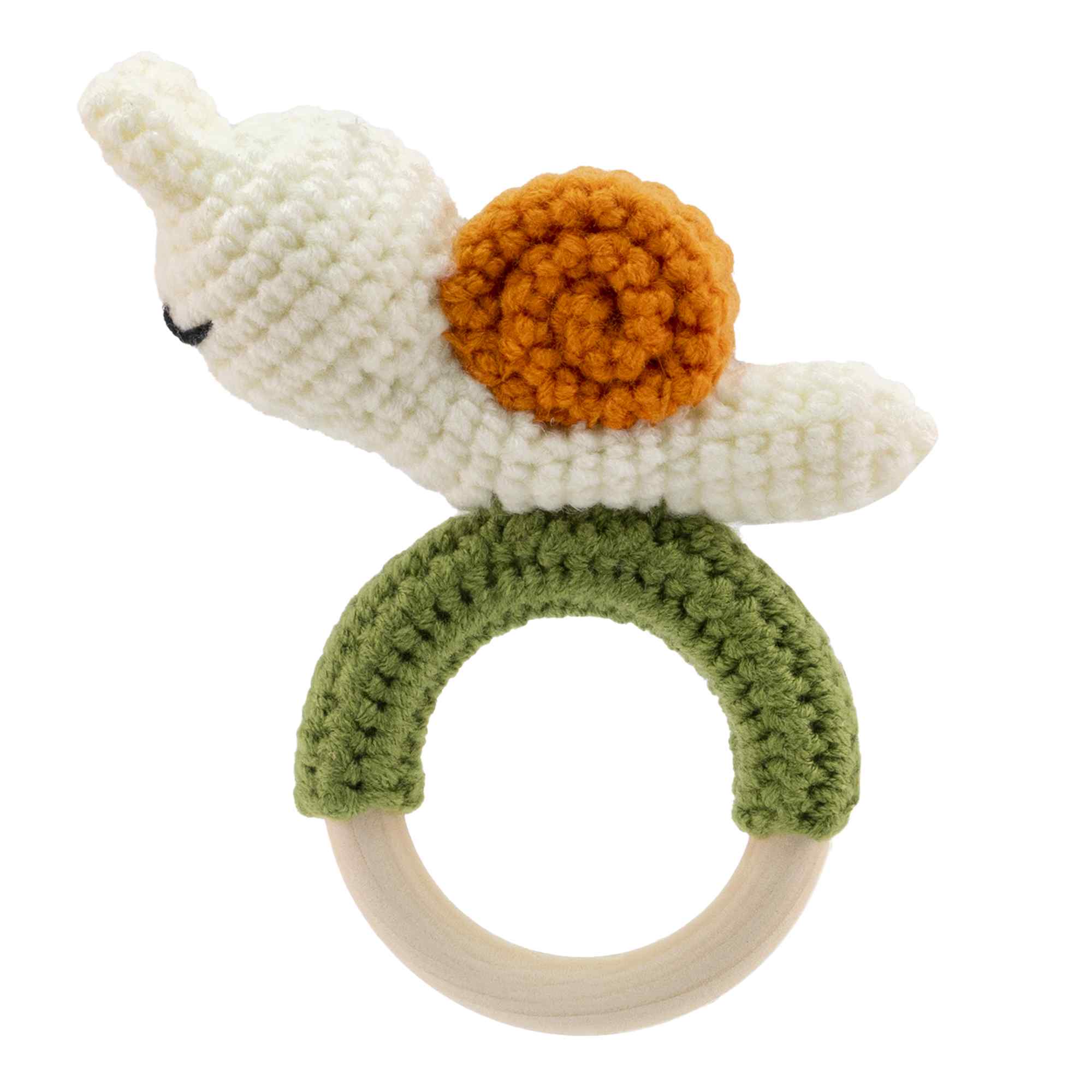 Sonajero para bebe diseño Caracol mango madera - imagen 1
