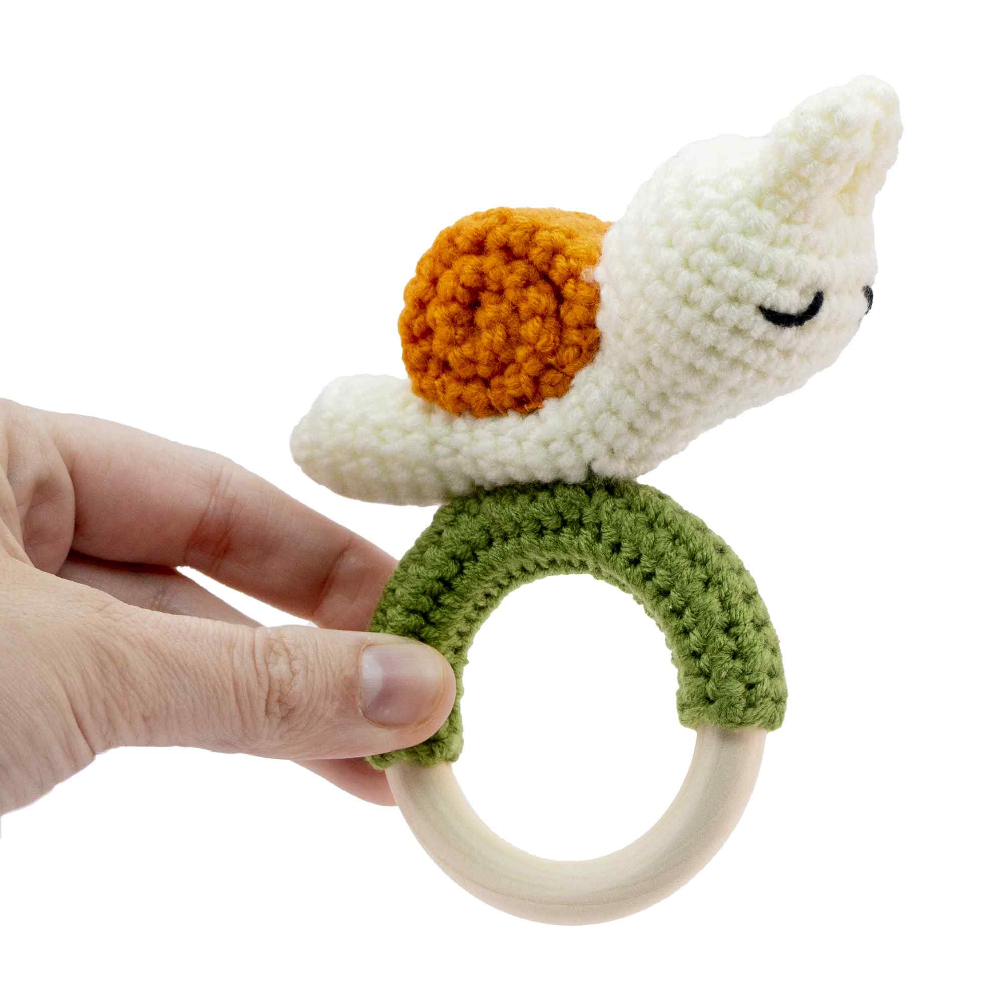 Sonajero para bebe diseño Caracol mango madera - imagen 3